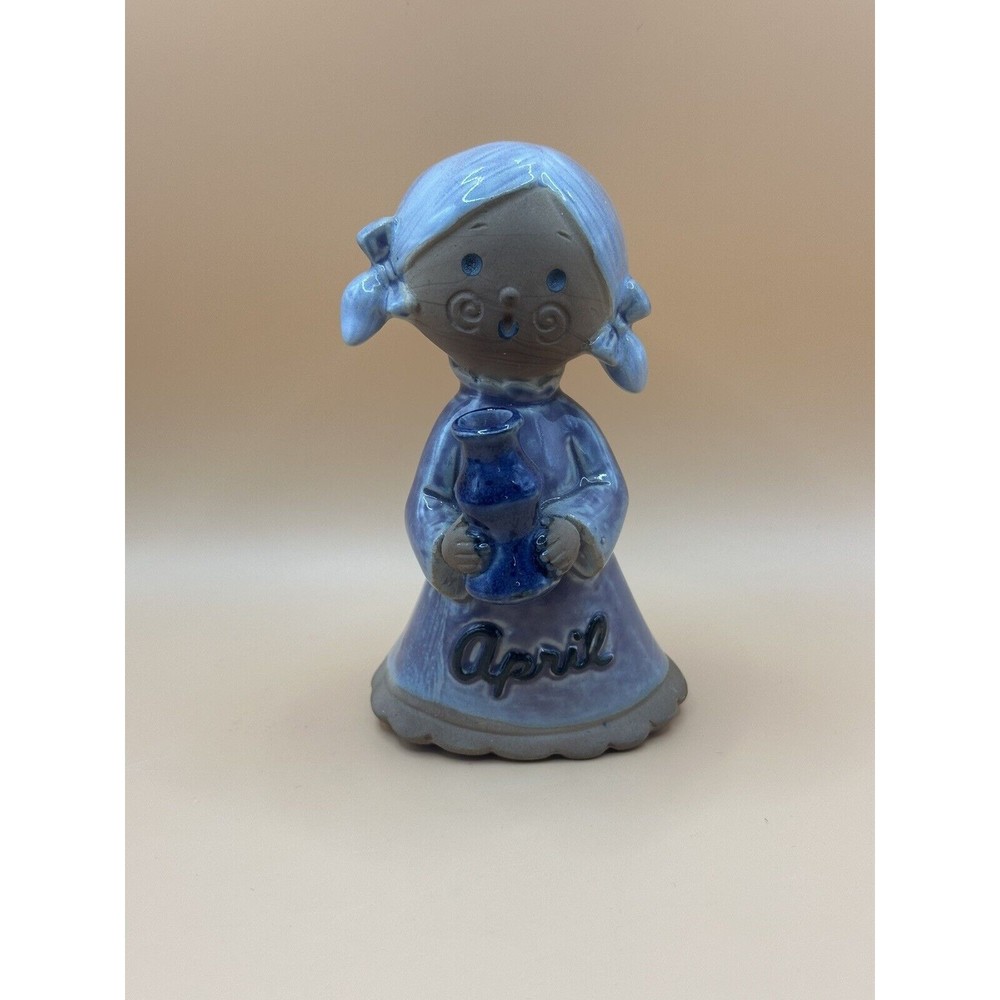Vtg Pottery Figurine April Birthday Girl by New Trends Inc Japan 4.5"H